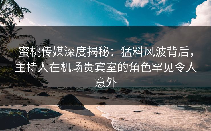 蜜桃传媒深度揭秘：猛料风波背后，主持人在机场贵宾室的角色罕见令人意外