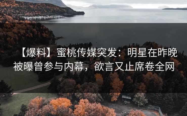【爆料】蜜桃传媒突发：明星在昨晚被曝曾参与内幕，欲言又止席卷全网