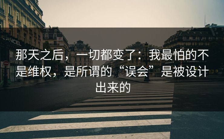 那天之后，一切都变了：我最怕的不是维权，是所谓的“误会”是被设计出来的