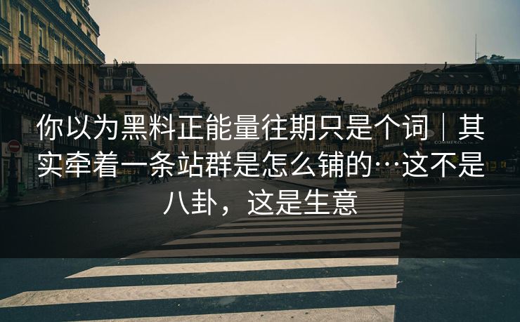 你以为黑料正能量往期只是个词｜其实牵着一条站群是怎么铺的…这不是八卦，这是生意